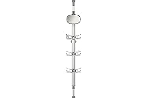 ARTIKA Allegro Extendable Shower Caddy with Mirror, Adjustable Racks and Shelves