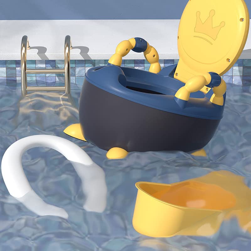 EMUKOEP Sedile WC per Bambini Cuscino Moderno Sedile Vasino Sicuro con Comodo Design Push and Pull del Cassetto (Giallo e Blu)