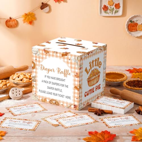 Image of Teling 51 Pieces Diaper Raffle Tickets with Card Box,Little Cutie Pie