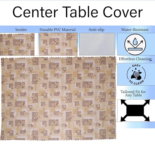 Image of Dakshya Industirs PVC Waterproof Table Cover 36x54 Inch Floral Printed Center Table Cover Washable Plastic Table Sheet Oilproof Dining Table Cover for Coffee Table Living Room Home (Printed Bloom)