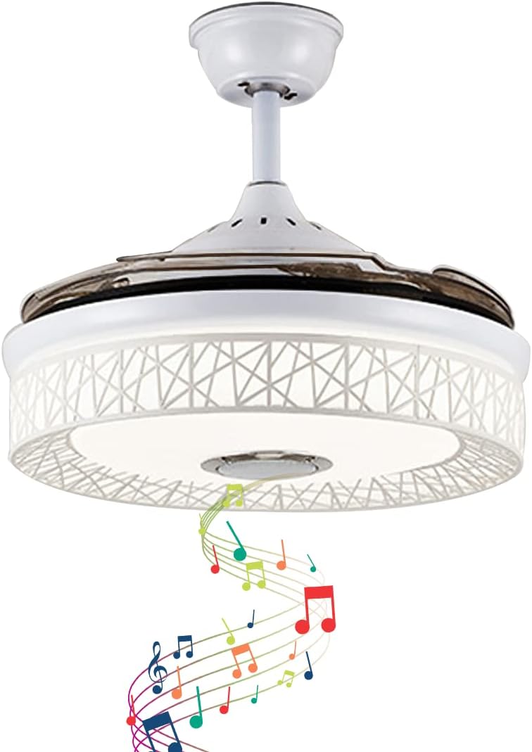 Best Deal Cheap 🛒 Fandian 42'' Modern Ceiling Fans with Light Smart Bluetooth Music Player Chandelier 7 Colors Invisible Blades with Remote Control, Dimmable LED Kits Inlcuded (42 Bird's Nest White) Super Cheap 🛒 Fandian 42'' Modern Ceiling Fans with Light Smart Bluetooth Music Player Chandelier 7 Colors Invisible Blades with Remote Control, Dimmable LED Kits Inlcuded (42 Bird's Nest White)