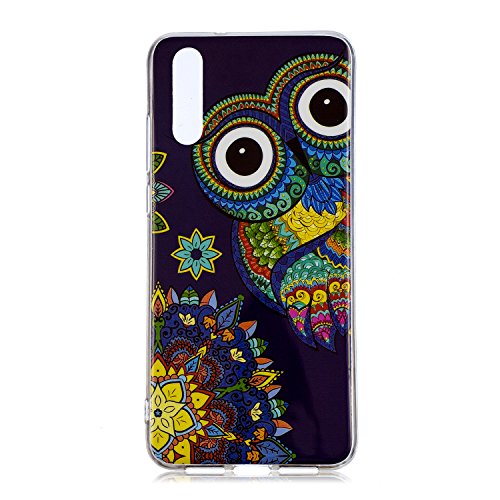 Luminous Soft Silicone Case for Huawei P20 Pro,LittleLTD Fluorescent Glow in The Dark Design Ultra Slim Shockproof Rubber Back Cover Flexible Gel TPU Protective Skin Shell,Owl Flower