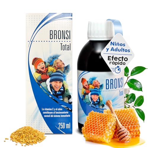 Jarabe tos expectorante niños y adultos - Espadiet Bronsi Total Jarabe para tos natural - Alivio de garganta, tos, reforzar sistema inmune - Pino, Propóleo, Vitamina C, Vitamina A - 250 ml
