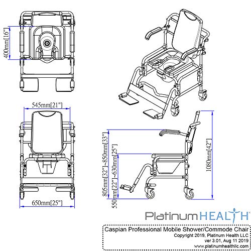Caspian Professional Mobile Shower/Commode Chair-Padded #TOP2