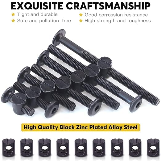 Crib Screws Hardware Replacement Kit, 18-Set M6x25/35/45/55/65 Hex Drive Socket Cap Screws Barrel Nuts Assortment Kit for Beds Headboards Chairs Furniture (18Set M6 X 25/35/45/55/65mm)