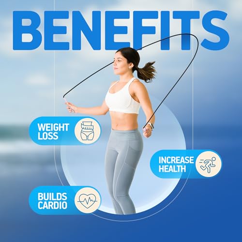 Comba Crossfit PORTENTUM Ligera, con Mangos de Plástico Ergonómicos y Resistentes al Sudor, Comba de Saltar de Longitud Ajustable - Ideal para Fitness, Boxeo, Crossfit y otros Deportes - Imagen 3