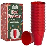 Houseables Red Bucket, Red Metal Bucket, Small Pail, Galvanized Pail, Mini Tin Container, Metal Pale, with Handle, Tin Cans for Crafts, Party Favor, Candy, Flower, Decorative, Little, 5 Inch, 12 Pack