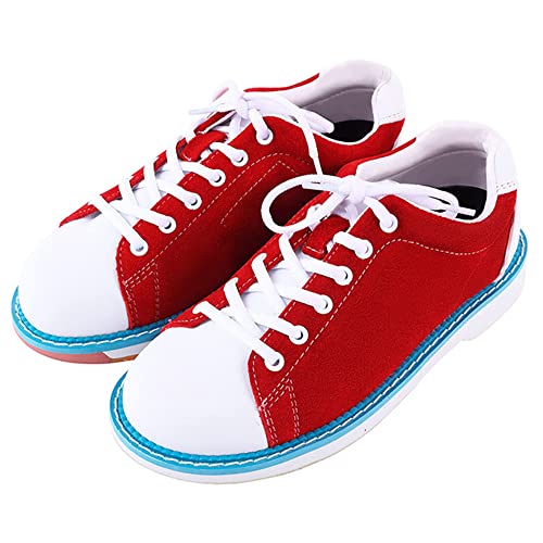 Womens Bowling Athletic Shoes, Ladies Fasion Bowls Fitness Trainers with Flexslide Breathable Walking Sneakers,Red,8.5