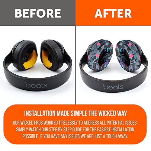 WC Wicked Cushions Replacement Ear Pads for Beats Studio 2 & 3 (B0501, B0500) Wired & Wireless | Does NOT Fit Beats Solo | Softer PU Leather, Enhanced Foam & Stronger Adhesive | 90's Black