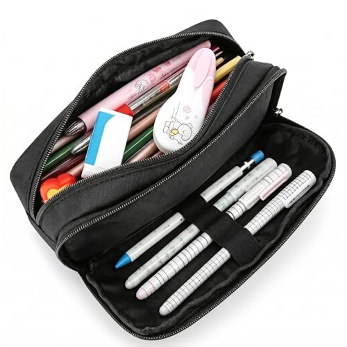 Image of Della Gao Pencil Case, Large Pencil Pouch Nylon Pencil Box for Office Stationery Organizer, Multifunctional Pencil Bag for Men Women