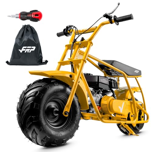 Image of FRP Mini Dirt Bike GMB100 Basic, New 99CC Gas Powered Mini Bike 4-Stroke 3HP, Off-Road for Teens /Adult, Trail Up to 28 Mph, Weight Support Up to 220 LBS,Yellow