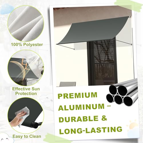 Store de fenêtre rétractable anthracite 300x145 cm avec cordon UISEBRT