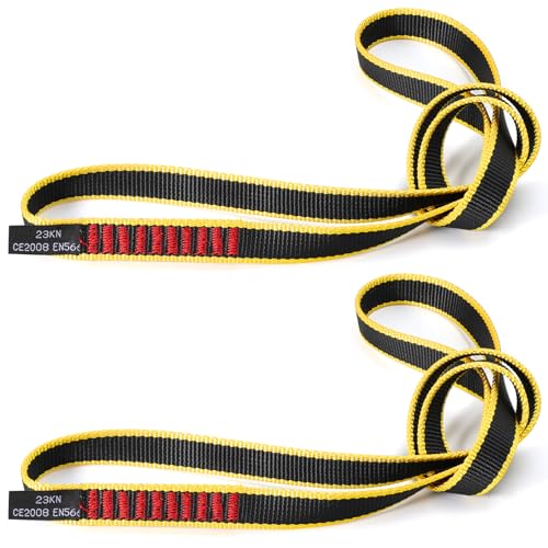 VFKENA 20MM Nylon Climbing Sling Runner 23KN CE2008/EN566 Rock Climbing Webbing Straps for Rock Climbing, Rappelling, Swing, Yoga Hammock etc (60cm/ 24inch |Pack of 2)