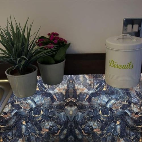 Image of VOLITO V-Blue Gold Marble Wallpaper, 60x200cm, Self-Adhesive, Waterproof & Oil Proof, Modern Luxury, Kitchen & Cabinet Makeover
