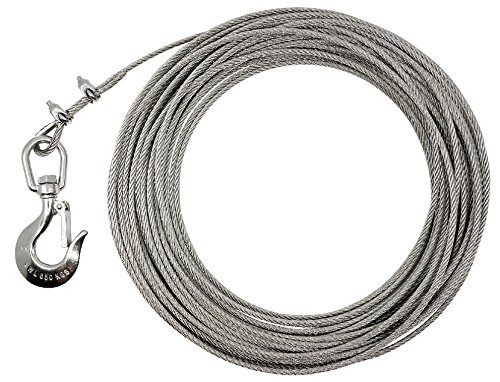 Preisvergleich Produktbild KAMERO Edelstahl V4A, Windenseil mit Trailerhaken, rostfrei, belastbar bis 650kg BZW. 1000kg, versch. Längen, Seilstärken (10, 6mm Seil)
