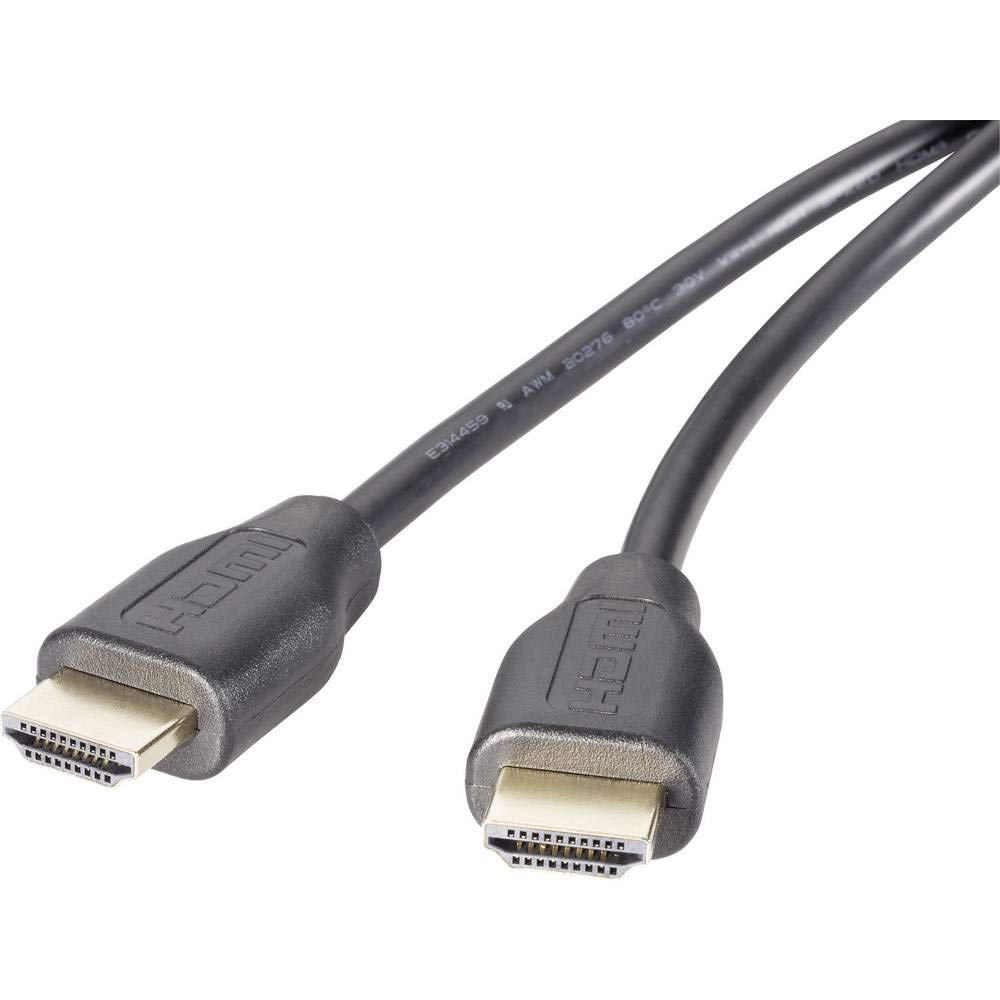 SpeakaProfessional HDMI Connection Cable 1.00 m SP-9021120 Audio Return Channel Gold-Plated Contacts Black [1x HD