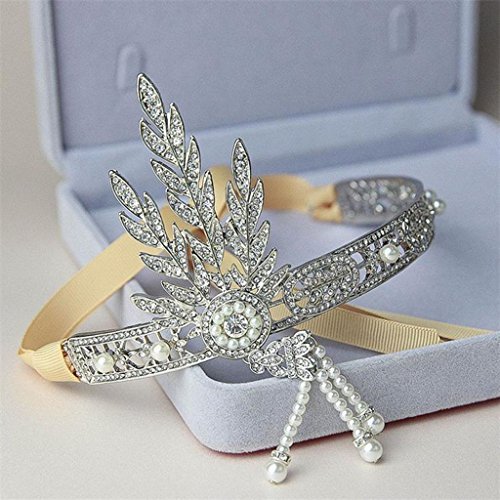 Learance Great Gatsby Vintage Style Pearl Crown Charleston Bridal Headband New