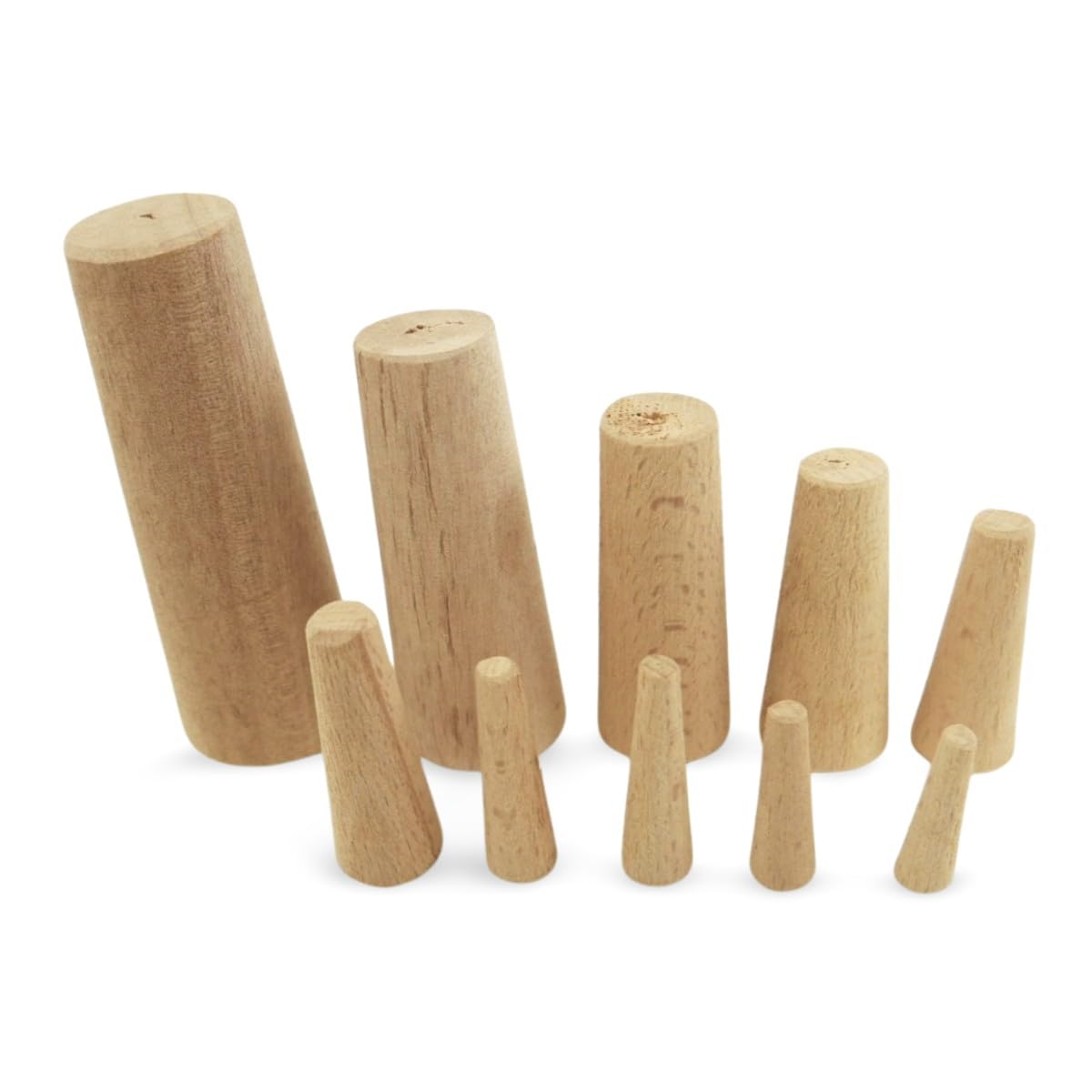 MiDMarine Emergency Conical Thru-Hull Soft Wood Bungs, Set of 10 Plugs, 8mm to 38mm Dia. for Boat Yacht