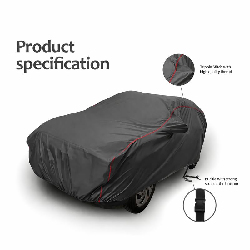 Image of Waterproof Car Cover for Maruti Suzuki S-PRESSO with Mirror Pockets (for All S-PRESSO Models) Heavy-Duty Belt & Buckle Lock Triple Stitching & Elastic Edges All Weather Protection