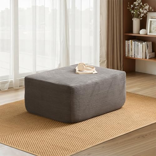 Image of HOOOWOOO Cloud Sectional Couch for Living Room,Modular Sectional Sofa No Assembly,Matching Plush Corduroy Ottoman(Gray)