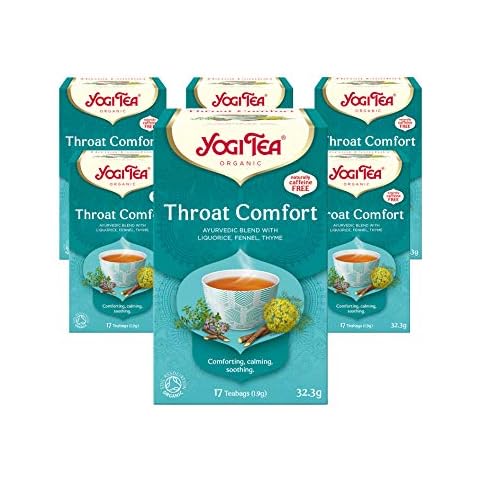 Yogi Tea, Throat Comfort, Organic Herbal Tea, Naturally Caffeine Free, Blend of Liquorice, Fennel and Thyme, 6 Packs x 17 Tea Bags (102 Teabags Total) Cover