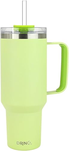 Drinco BigSur - Vaso de 40 onzas y 30 onzas con asa, tapa con pajilla, taza de viaje de acero inoxidable aislada para agua fría y caliente, taza de