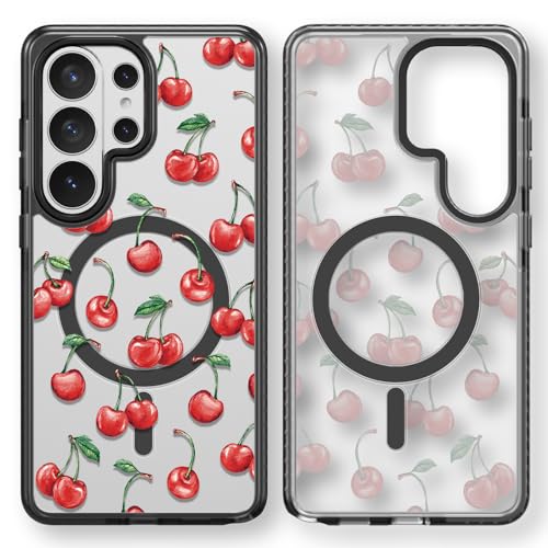 Rosarnnah for Samsung Galaxy S26 Ultra Case Aesthetic Black, Cherry
