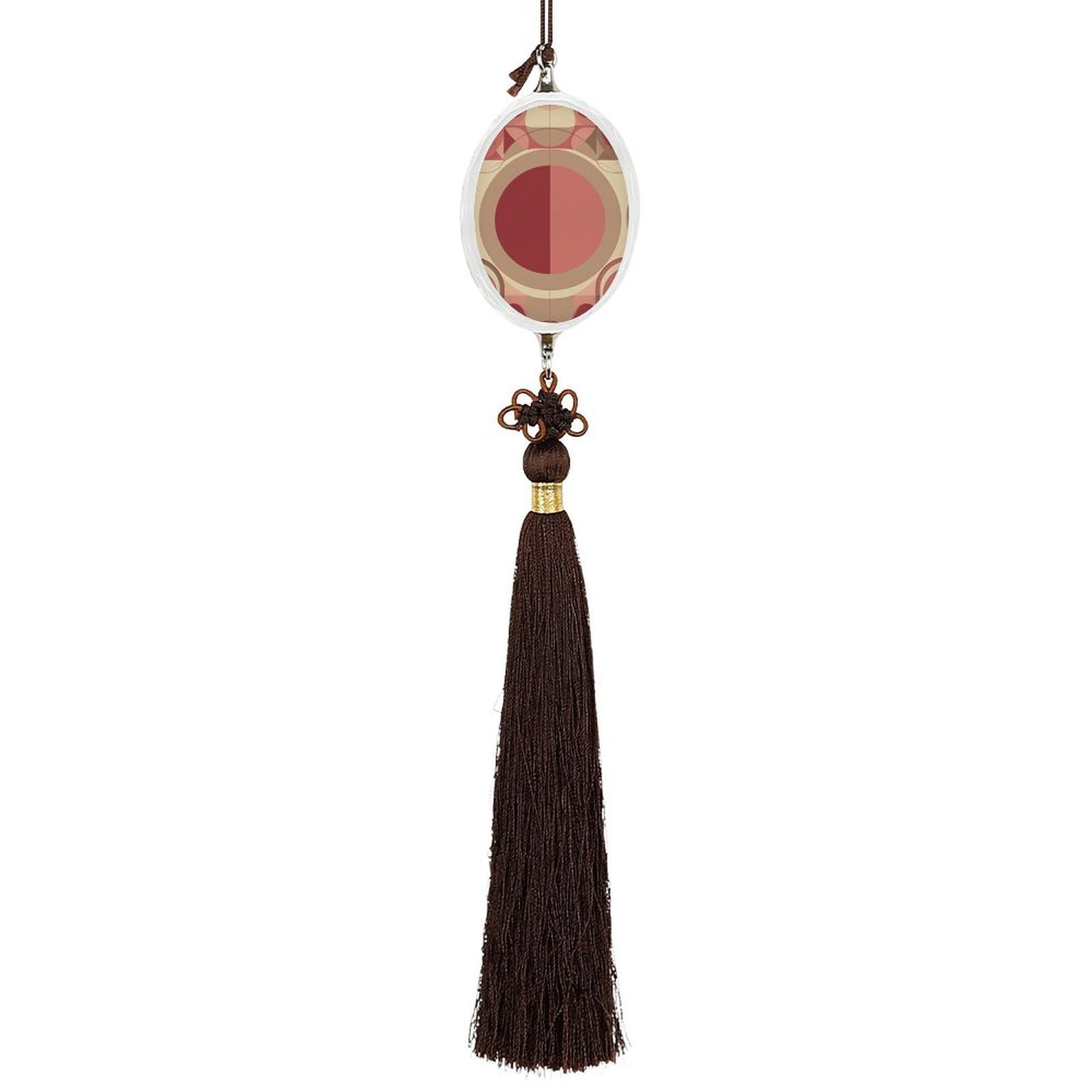 Crystal Auto Pendant Charms Ellipse Crystal Car Rear View Mirror Charms Red with Circles Auto Hanging Interior Ornament Pendant Car Interior Accessories for Women Men CarCharms Decor