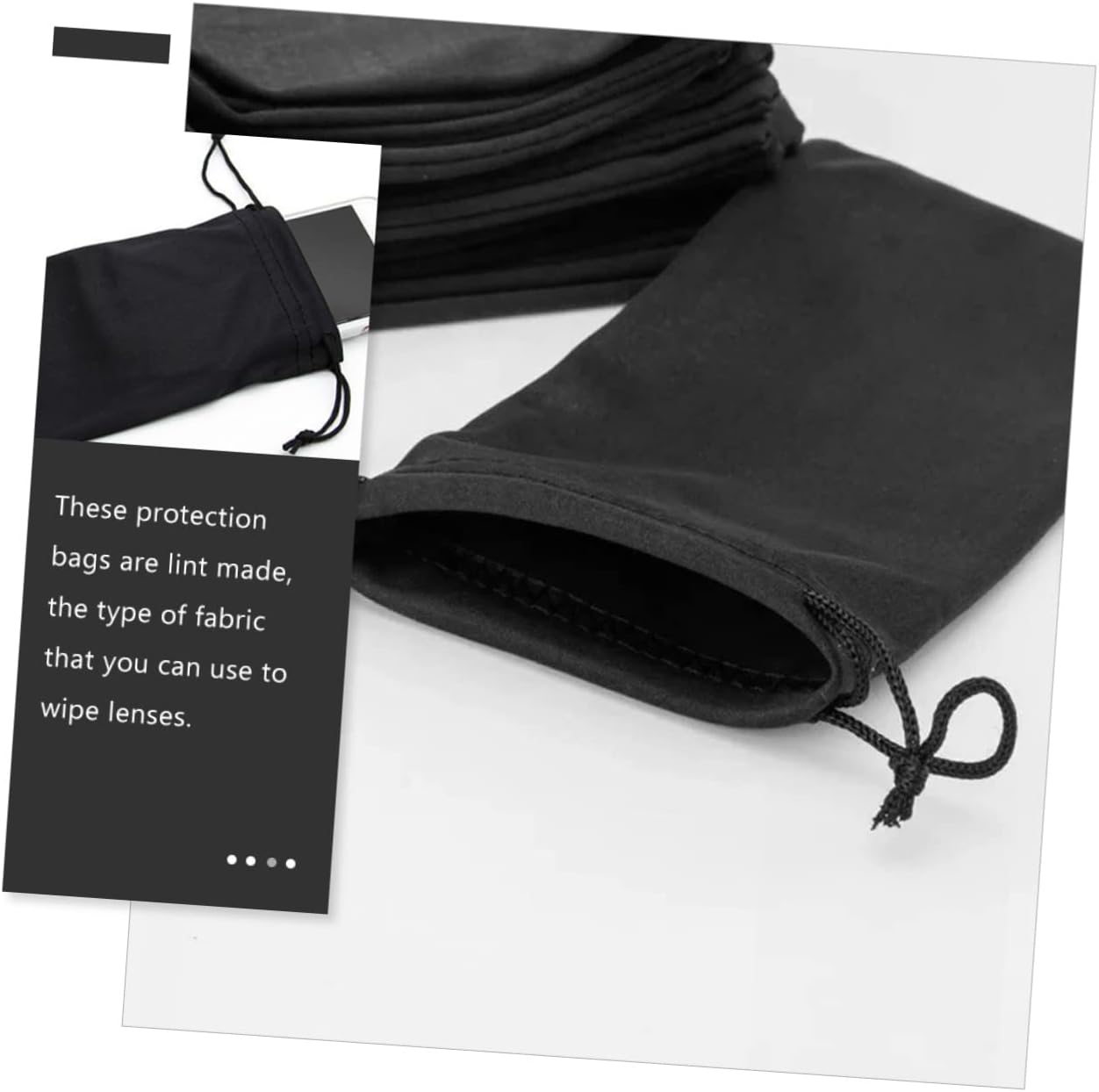 BESPORTBLE 50pcs Ski Storage Pouches Lightweight Drawstring Bags for Sunglasses Swimming Protective Lint Compact Design for Black