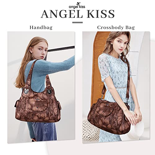 Image of Angel Kiss Purses and Handbags for Women Washed Vegan Leather Crossbody Hobo Satchel Shoulder Tote Purse