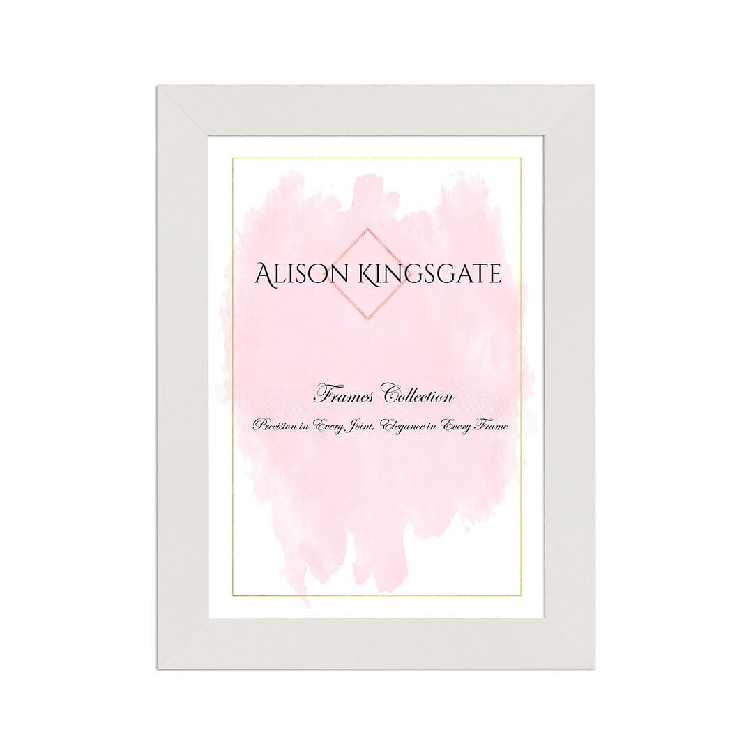 Alison Kingsgate Modern 12X10 White Picture Frames- Engineered Wood Photo Frame with Shatterproof Perspex Front- Ideal for Posters, Certificates & Artwork- Wall Mount or Tabletop Display