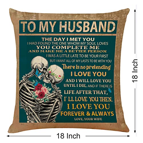 Gifts For Husband Throw Pillow Covers,I Love You Couple Skull Pillowcase Cushion Case For Sofa Bed Couch Bedroom, Husband Birthday Gift Ideas From Wife, Present For Husband Christmas Anniversaries #TOP1