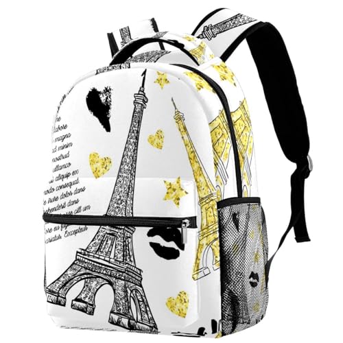 Sac à dos d'école Tour Eiffel paillettes multicolore pour fille et garçon 40cm