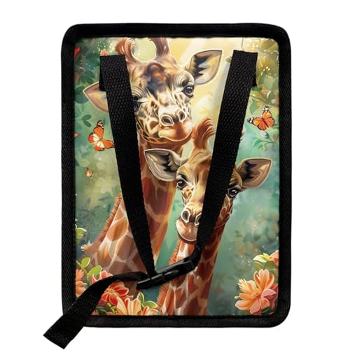 Image of Talayituse Giraffe Butterfly Flower Print Car Trash Can with Adjustable Straps, Foldable Car Trash Bag Bin Car Garbage Bag Multipurpose Storage Box for Vehicle Travel Camping Picnicing