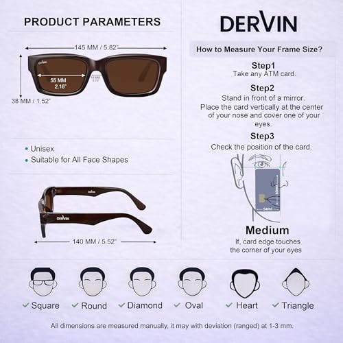 Image of Dervin UV Protection Polarized Rectangular Sunglasses for Men and Women
