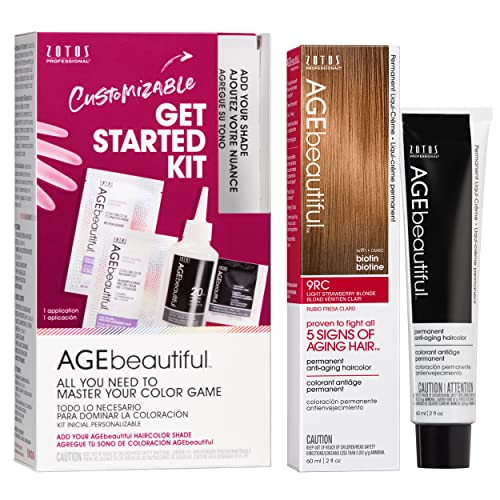 Image of AGE beautiful Permanent Hair Color Cream, 100% Gray Coverage Hair Dye with Biotin Anti-Aging Formula for Fuller, Thicker Hair, Professional Salon Quality