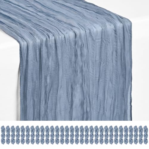 30 Pack Dusty Blue Cheesecloth Table Runner 17x108 Inches Boho Home Decor