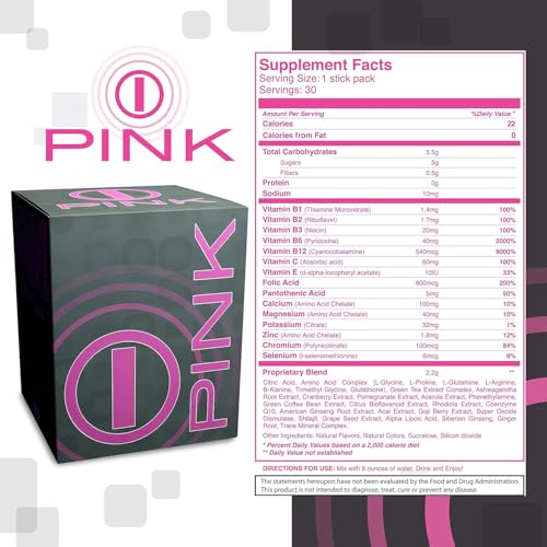 Image of bhip Pink for Women (Alive) - Pure Blend for Vitality, Stamina & Clarity, Energy Drink Mix Packets - Ideal for Active Women on The Go - 30 Servings