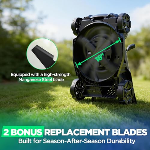 Image of 18 inch Electric Lawn Mower, 40V Self-Propelled Cordless Mower with 2x5.0Ah Batteries & Type-C Cables, Brushless Motor, 2-in-1 Mulching & Bagging, 6-Position Height Adjustment, for Small to Medium Yards