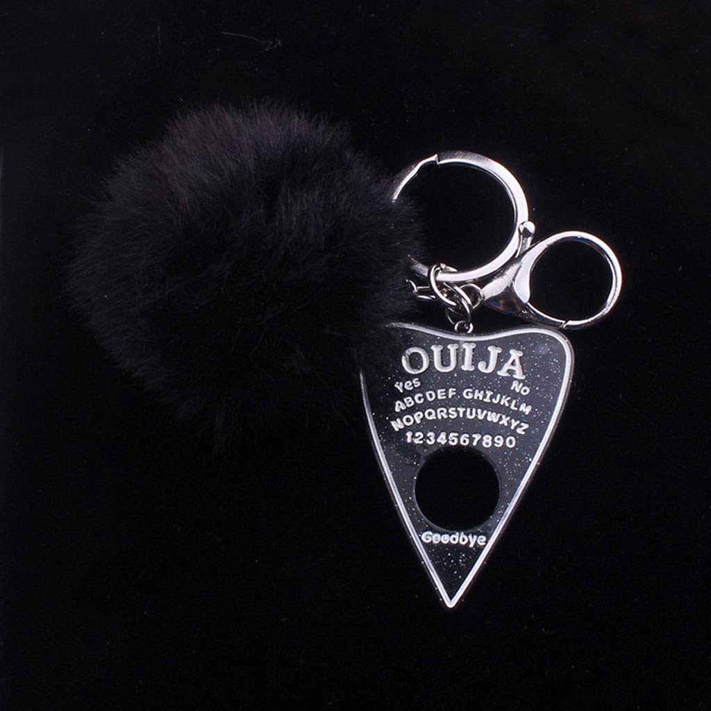 Xiuxian Black Pink Color Resin Ouija Keyring Alloy Metal Keychain Pompom Keychain Fashion Jewelry Accessories for Men Women