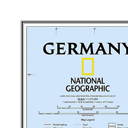 National Geographic Germany Wall Map - Classic - Laminated (23.5 X 30.25 In) (National Geographic Reference Map) #TOP3