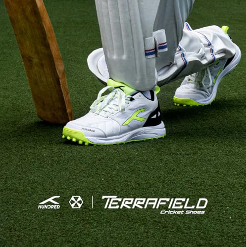 Image of Hundred TerraField Cricket Shoes | TerraSpike Rubber Studs | Embedded Support Plate for Stability | Lightweight & Durable | Ideal for Turf, Ground & Hard Surfaces | for Men