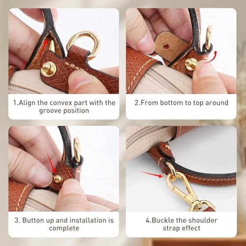 Image of 2Sets Bag Strap and Organizer Compaitible with Le Pliage Small Bags, Felt Lightweight Tote Bag Organizer Insert, Anti-Slip Adjustable Punch-Free Purse Straps Replacement Crossbody