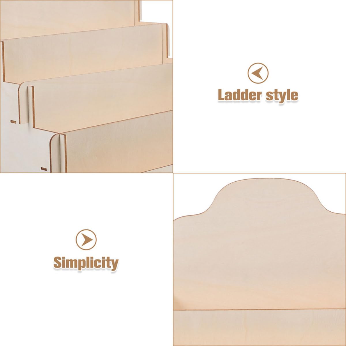 Homoyoyo Présentoir en Bois à Étages pour Cartes de Vœux et Posters Beige, Organiseur Élégant à Structure Multi-Niveaux pour Comptoirs de Vendeurs, Lot de 2
