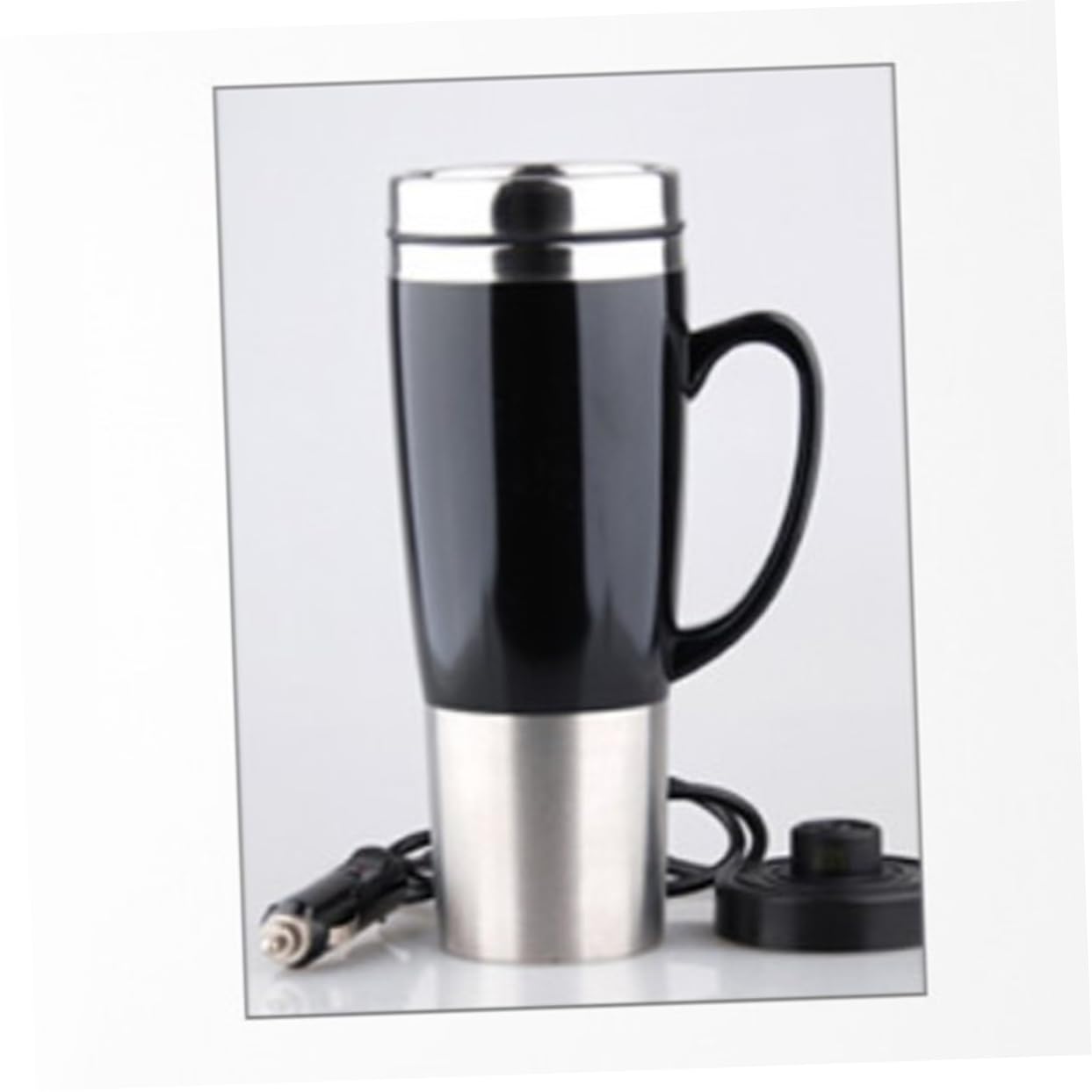 Genérico Hervidor De Agua Calentador De Agua Taza Reutilizable Calentador De Tazas Portátil Taza Plegable Taza De Café Tetera Eléctrica Hervidor De Agua Para Coche Black