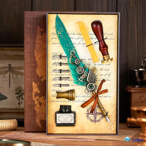 FunBlast Quill Pen and Ink Set - 10 Pcs, Sea Green - Image 8