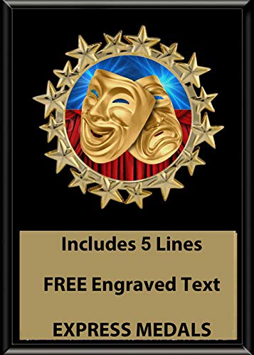 Express Medals 5x7 Drama Black Color Plaque Award Trophy with up to 5 Lines of Your Personalized Custom Engraved Text D19