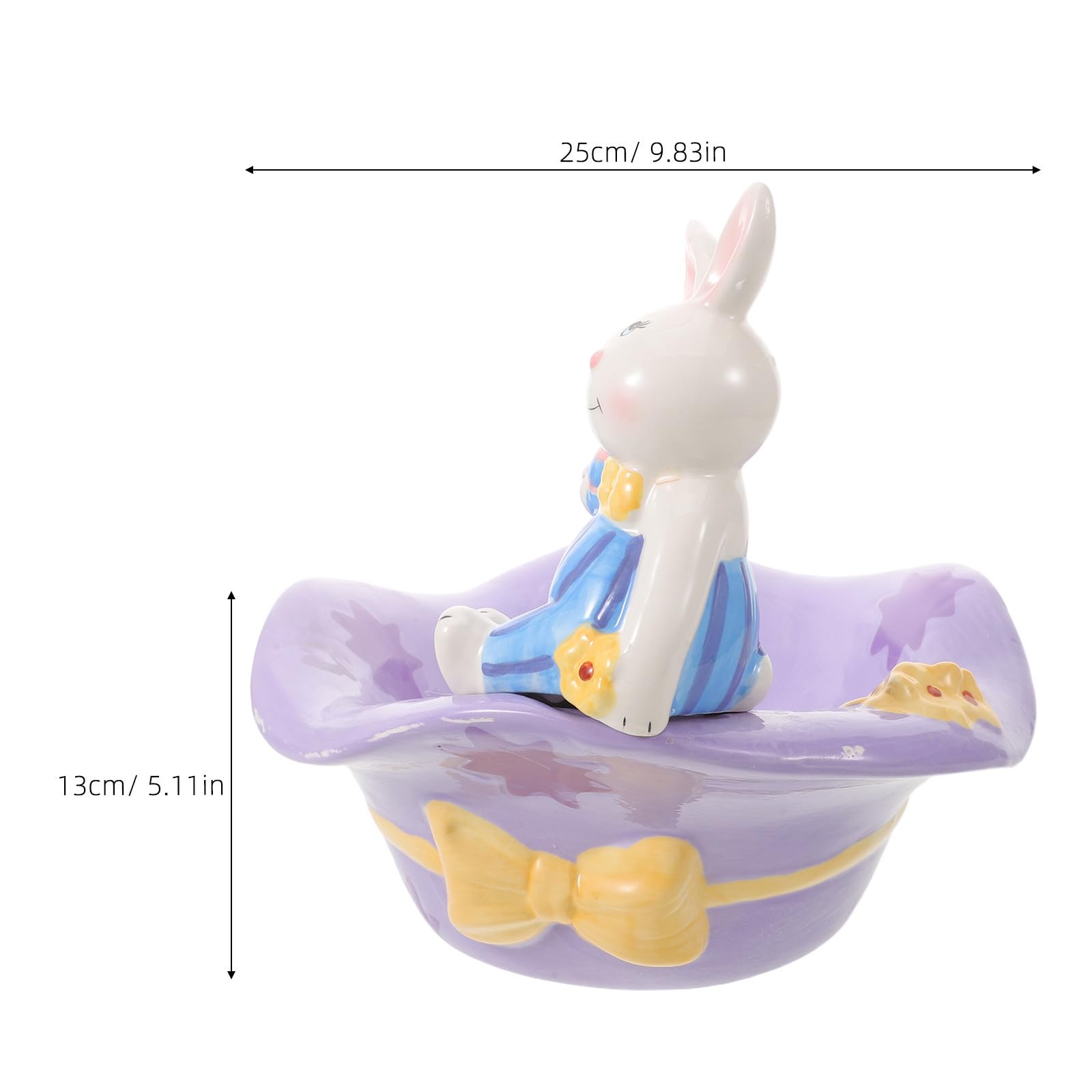 Plato de Dulces de Cerámica Forma de Conejito para Servir Golosinas en Reuniones de Primavera y Decoración Festiva de Pascua, 25 X 13 Cm