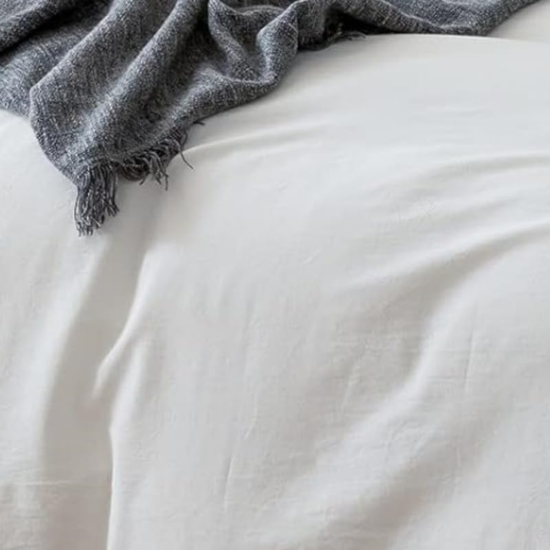 Gezu Biancheria da letto 135 x 200 cm, in cotone bianco crema, 2 pezzi, con certificazione Oeko-TEX®, morbida, copripiumino da 135 x 200 cm e federe da 80 x 80 cm, con chiusura lampo