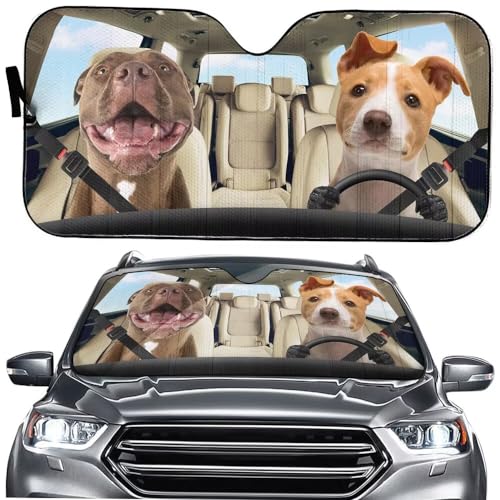 Funny Animal Car Front Windshield Sun Shade,Dog Driving Auto Sunshade for Car Truck SUV - 57x27.5 Inches Blocks Uv Rays Sun Visor Protector